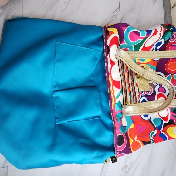 Euc Coach Poppy Graffitti Pop Art Signature Tote Bag w/Wallet - Picture 17 of 17